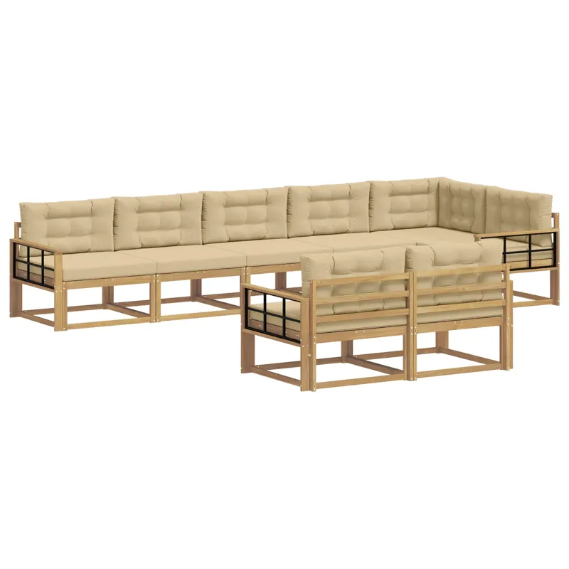 Lauko sofos komplektas 6 pcs Balta ir kreminė Poliesteris