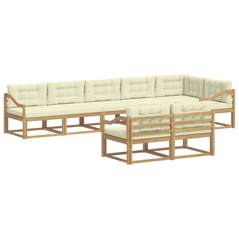 Lauko sofos komplektas 6 pcs Balta ir kreminė Poliesteris