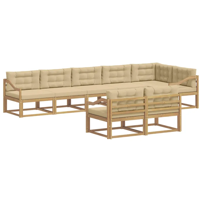Lauko sofos komplektas 6 pcs Balta ir kreminė Poliesteris