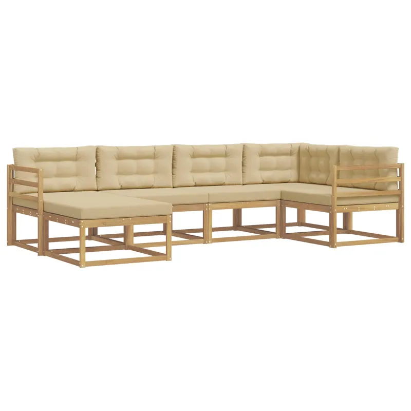 Lauko sofos komplektas 5 pcs Balta ir kreminė Poliesteris