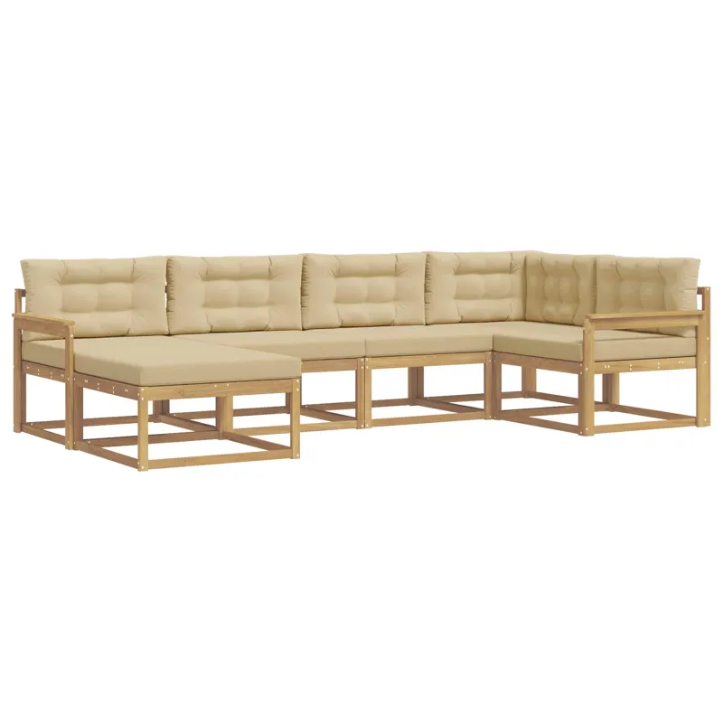 Lauko sofos komplektas 5 pcs Balta ir kreminė Poliesteris