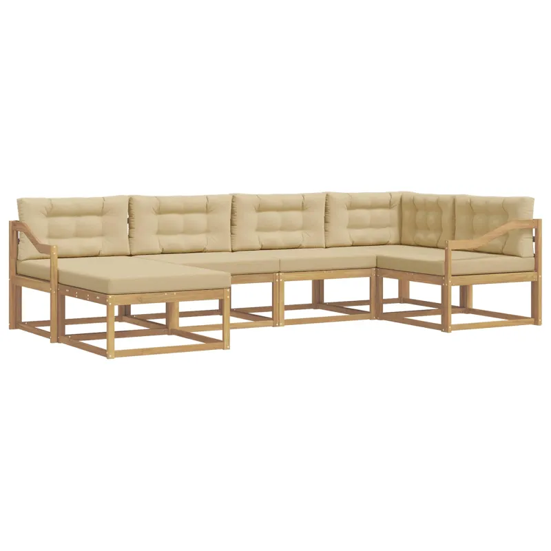 Lauko sofos komplektas 5 pcs Balta ir kreminė Poliesteris