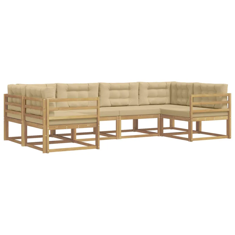 Lauko sofos komplektas su pagalve 6 pcs Balta ir kreminė