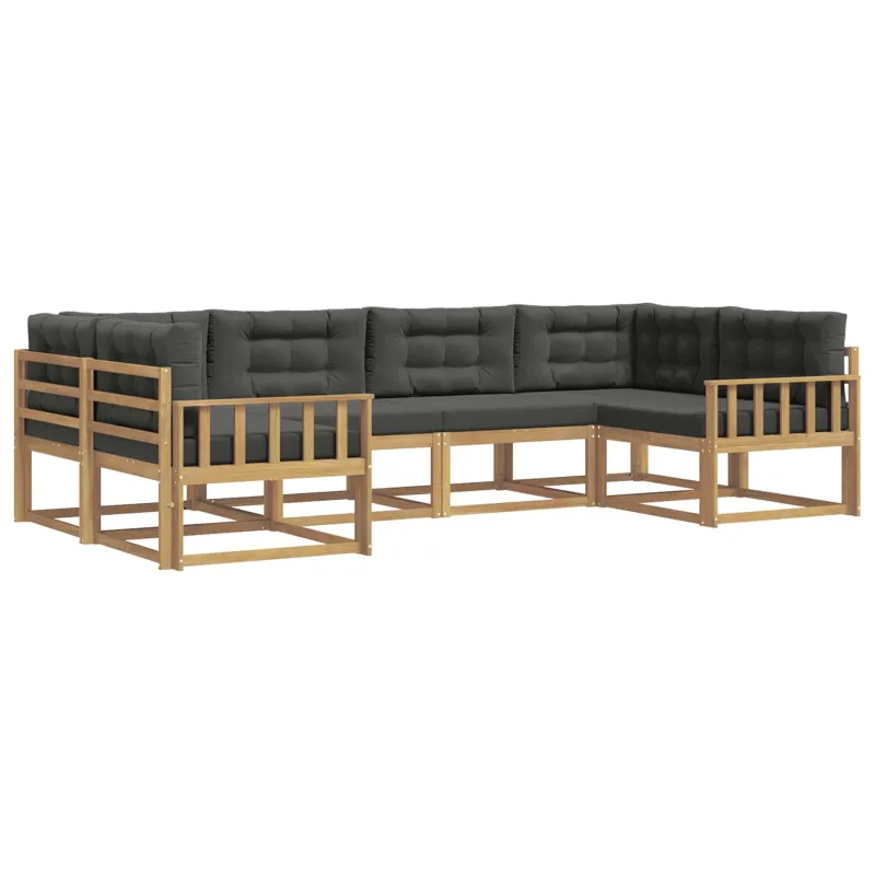Lauko sofos komplektas su pagalve 6 pcs Balta ir antracito