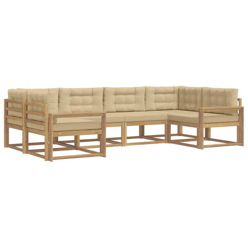 Lauko sofos komplektas su pagalve 6 pcs Balta ir kreminė