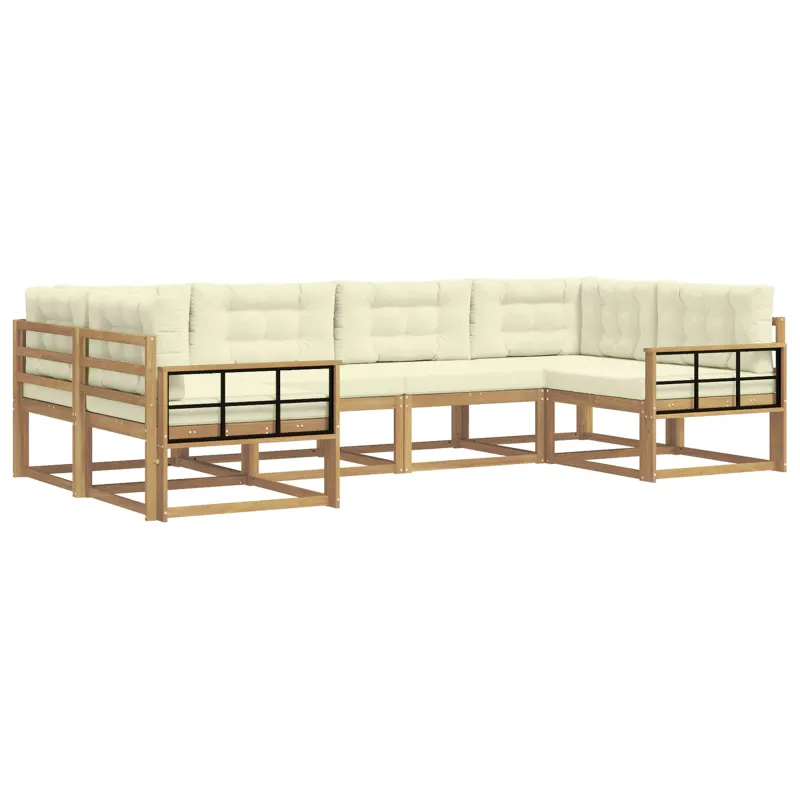 Lauko sofos komplektas su pagalve 6 pcs Balta ir kreminė