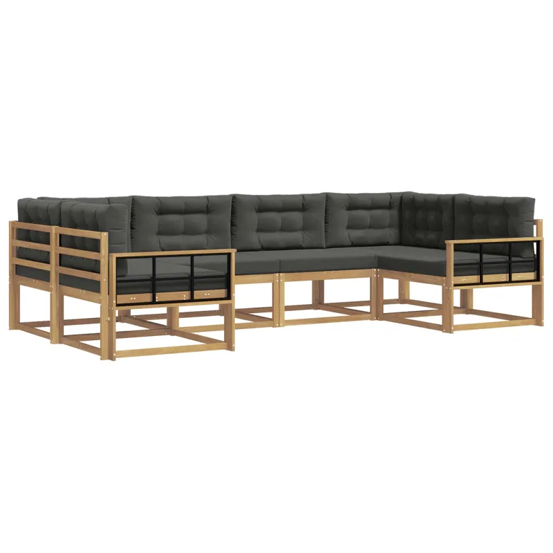 Lauko sofos komplektas su pagalve 6 pcs Balta ir antracito