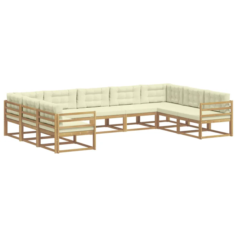 Lauko sofos komplektas su pagalve 9 pcs Balta ir kreminė