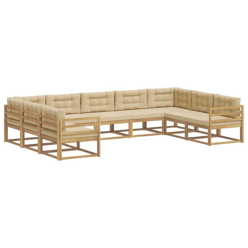 Lauko sofos komplektas su pagalve 9 pcs Balta ir kreminė