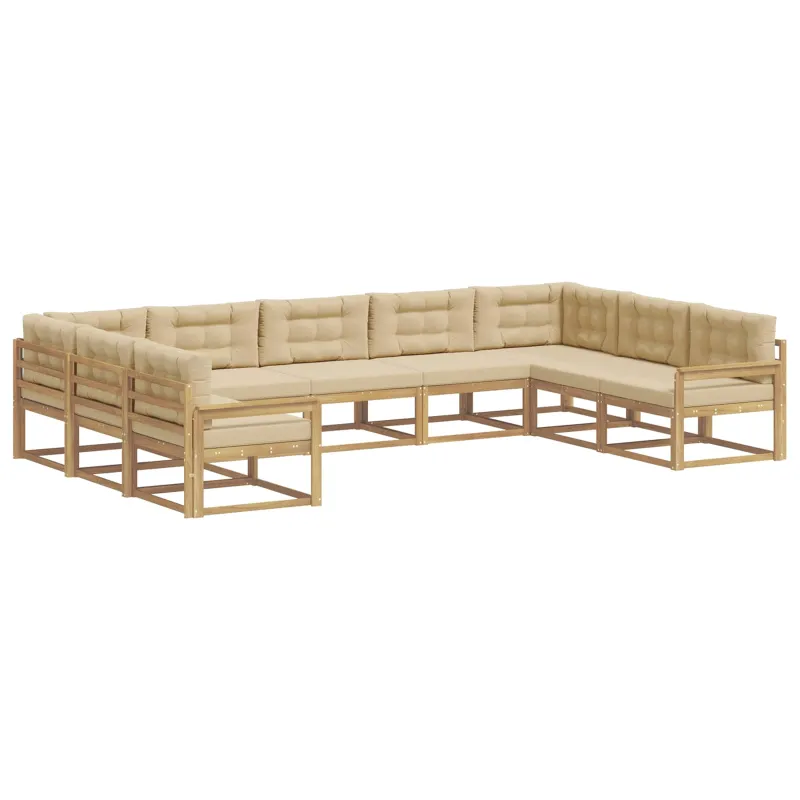 Lauko sofos komplektas su pagalve 9 pcs Balta ir kreminė
