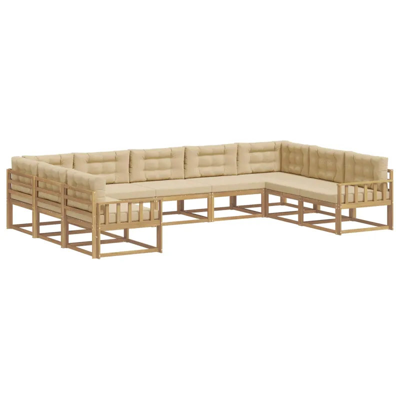 Lauko sofos komplektas su pagalve 9 pcs Balta ir kreminė