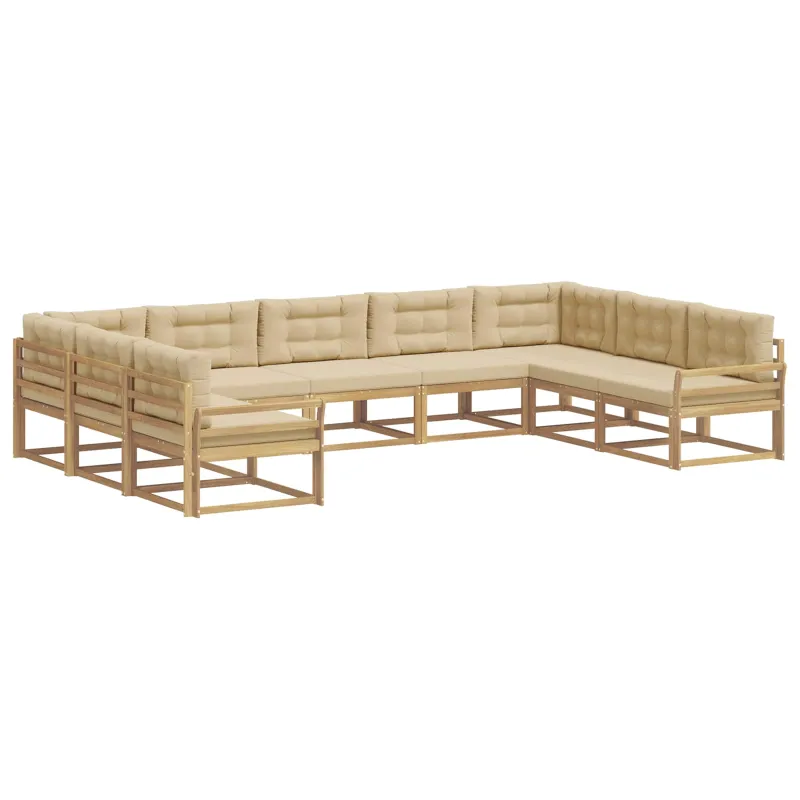 Lauko sofos komplektas su pagalve 9 pcs Balta ir kreminė