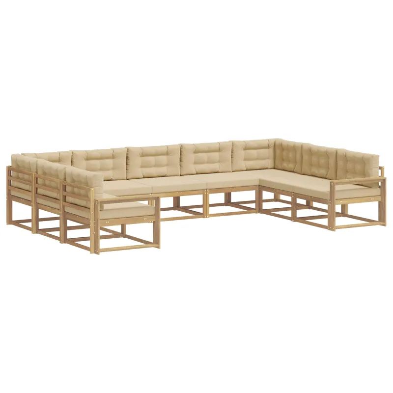 Lauko sofos komplektas su pagalve 9 pcs Balta ir kreminė