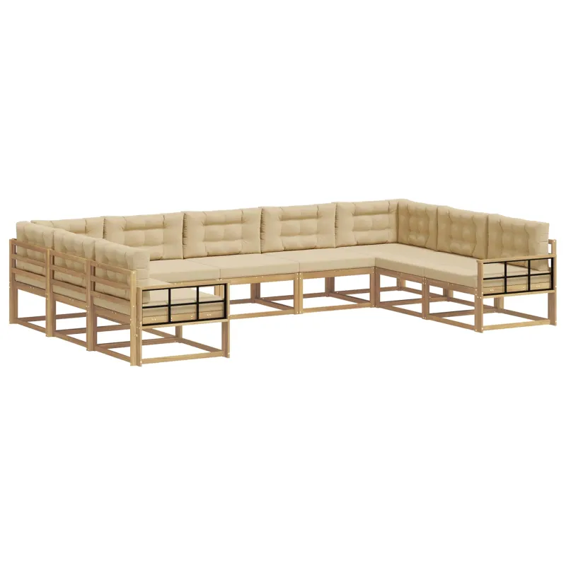 Lauko sofos komplektas su pagalve 9 pcs Balta ir kreminė