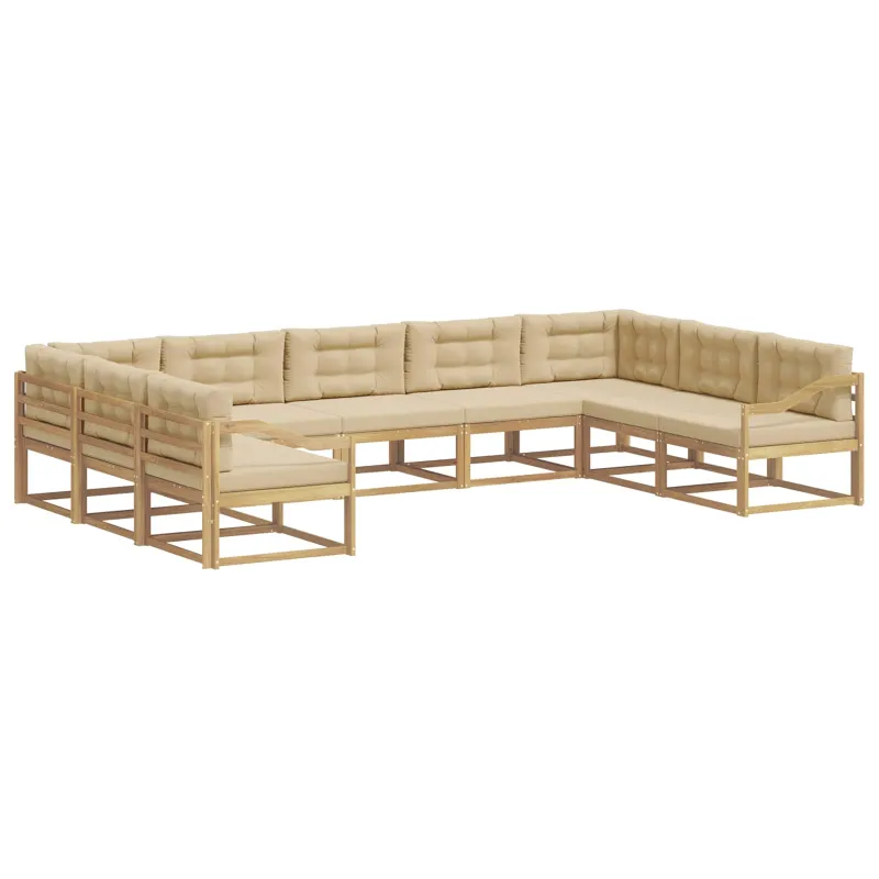 Lauko sofos komplektas su pagalve 9 pcs Balta ir kreminė
