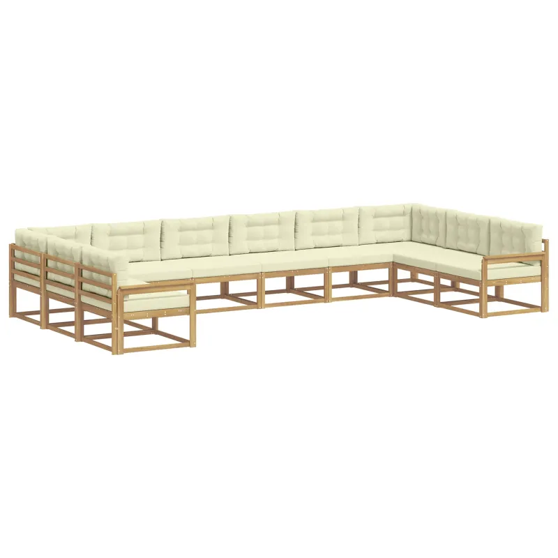 Lauko sofos komplektas su pagalve 10 pcs Balta ir kreminė
