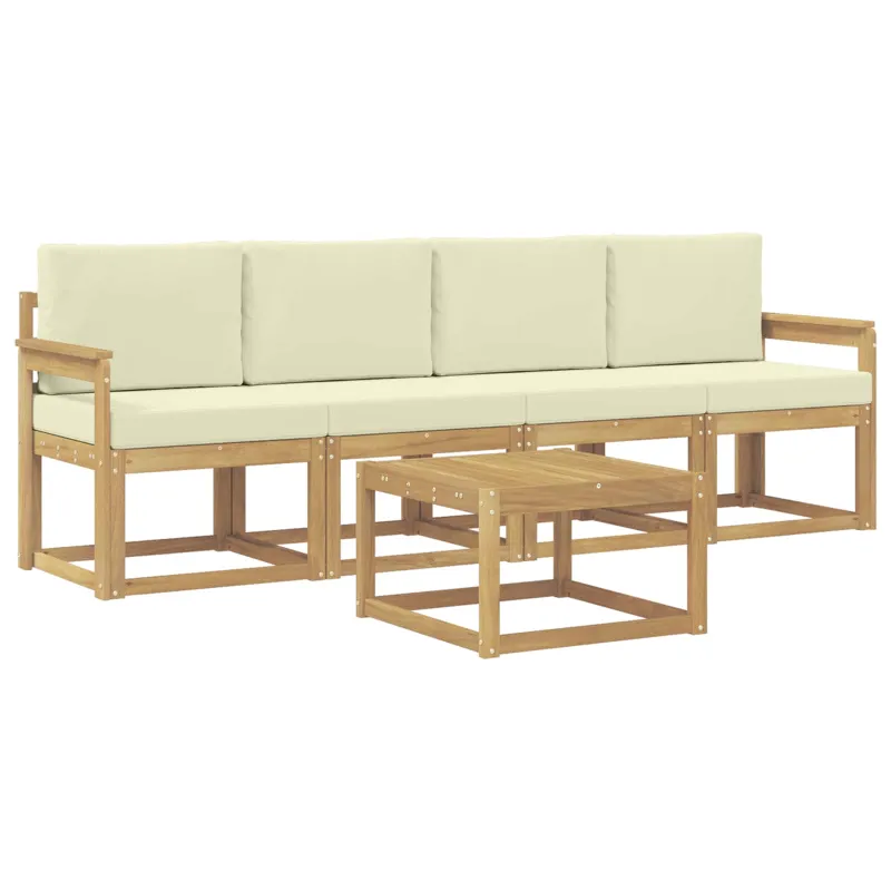 Lauko sofos komplektas su pagalve 5 pcs Balta ir kreminė