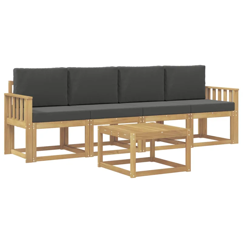 Lauko sofos komplektas su pagalve 5 pcs Balta ir antracito