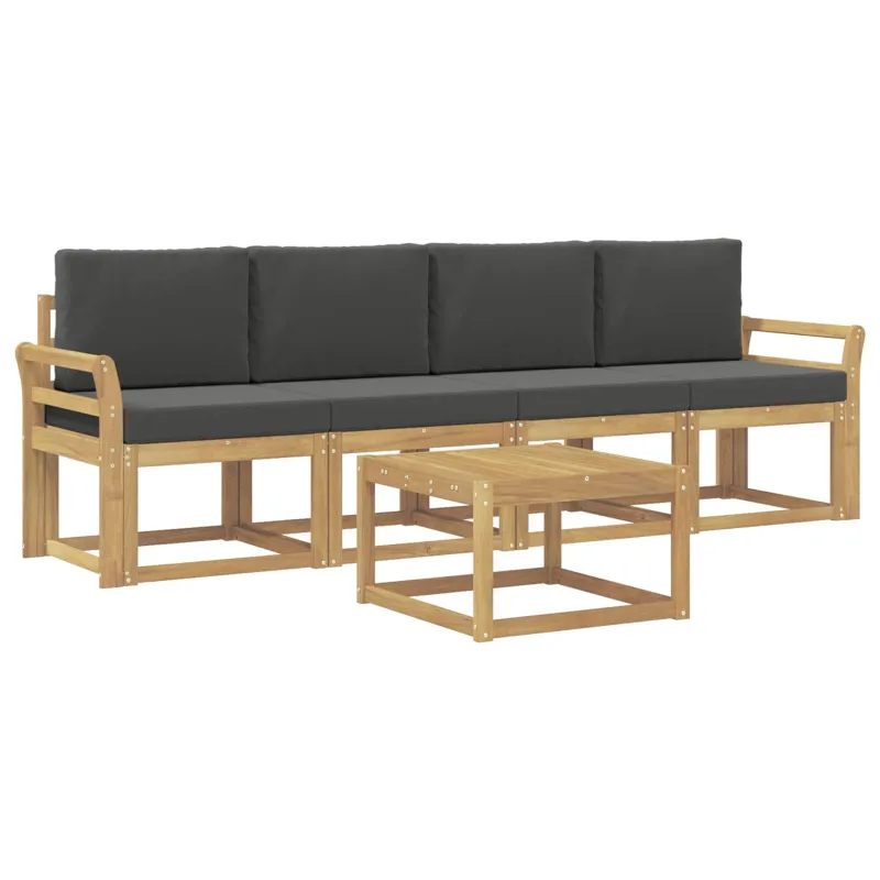 Lauko sofos komplektas su pagalve 5 pcs Balta ir antracito