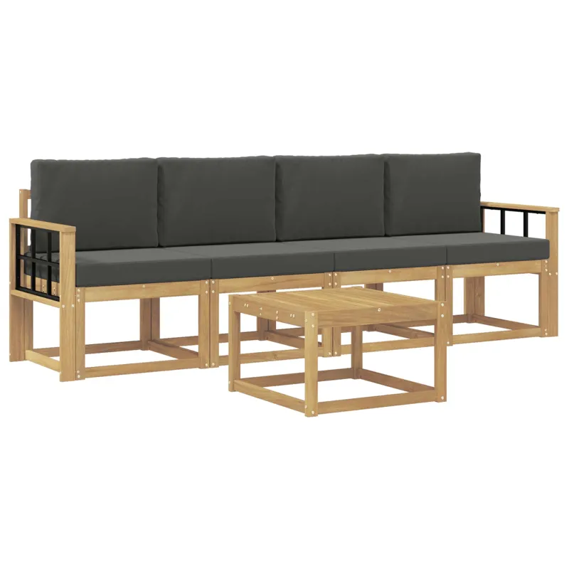 Lauko sofos komplektas su pagalve 5 pcs Balta ir antracito