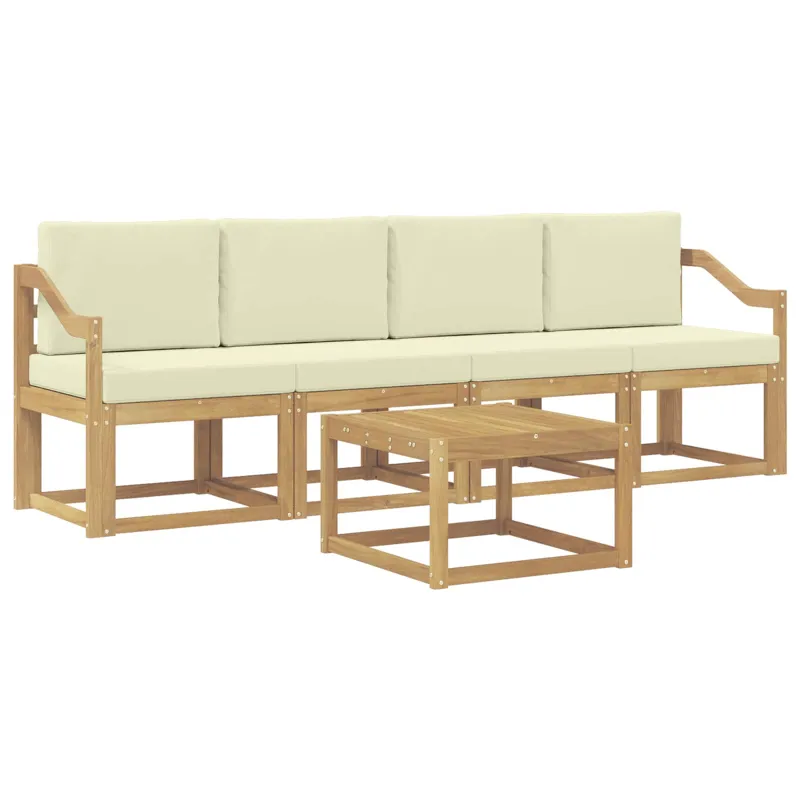 Lauko sofos komplektas su pagalve 5 pcs Balta ir kreminė