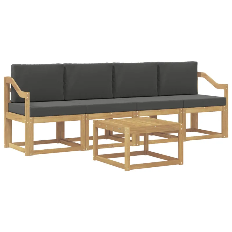 Lauko sofos komplektas su pagalve 5 pcs Balta ir antracito