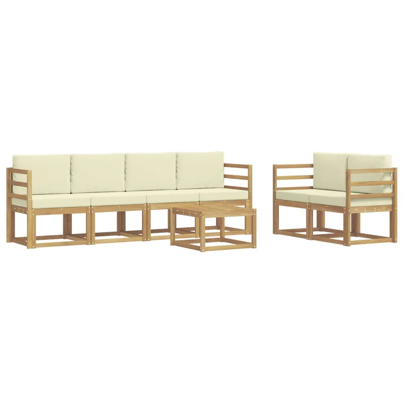 Lauko sofos komplektas su pagalve 7 pcs Balta ir kreminė