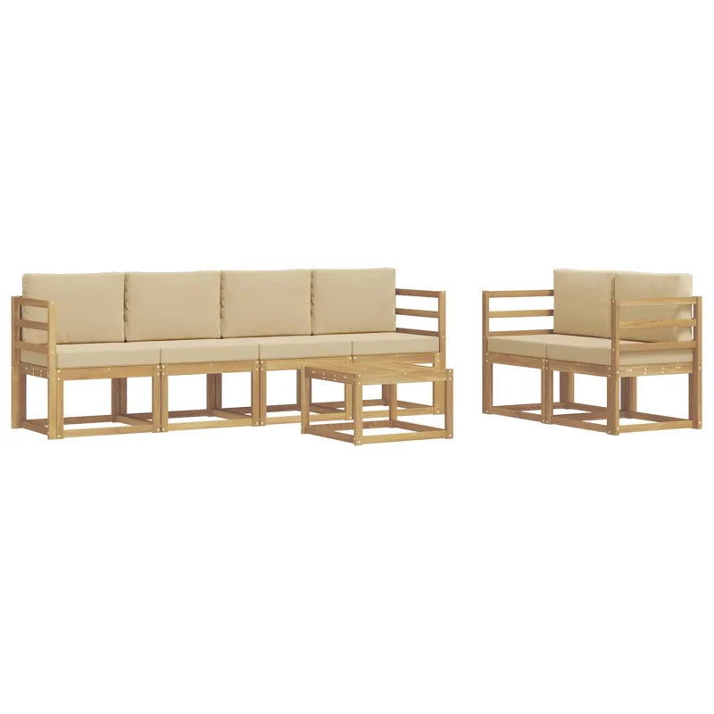 Lauko sofos komplektas su pagalve 7 pcs Balta ir kreminė