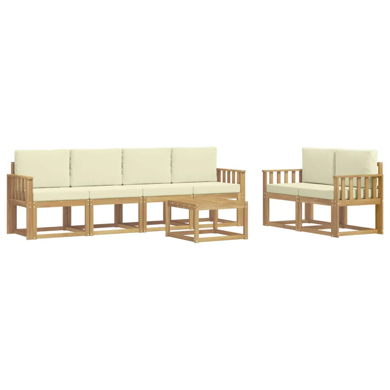 Lauko sofos komplektas su pagalve 7 pcs Balta ir kreminė