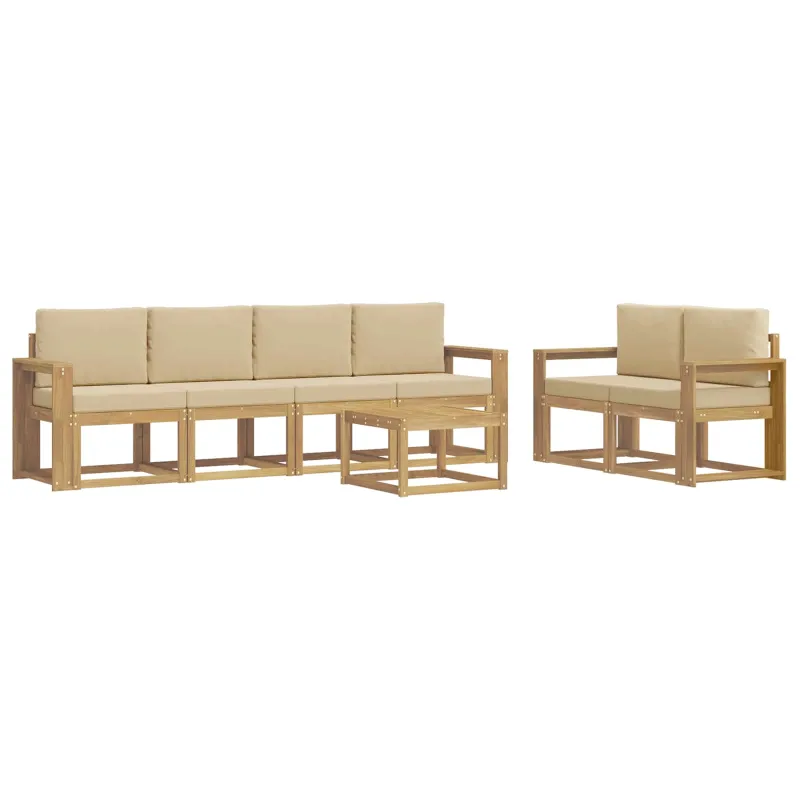 Lauko sofos komplektas su pagalve 7 pcs Balta ir kreminė