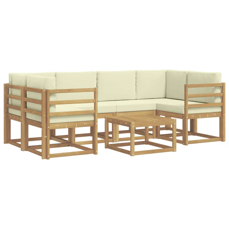 Lauko sofos komplektas su pagalve 7 pcs Balta ir kreminė