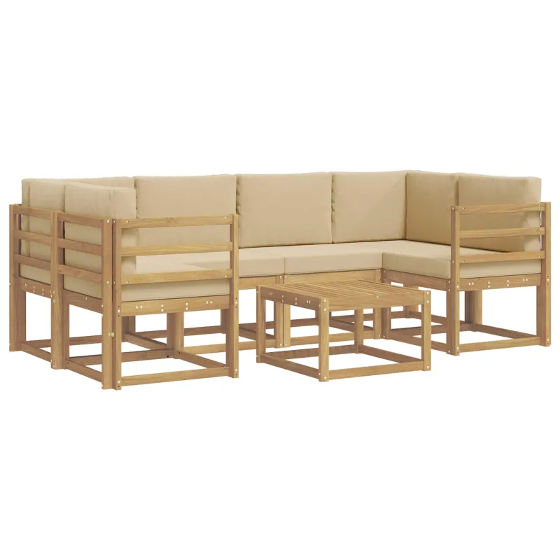 Lauko sofos komplektas su pagalve 7 pcs Balta ir kreminė
