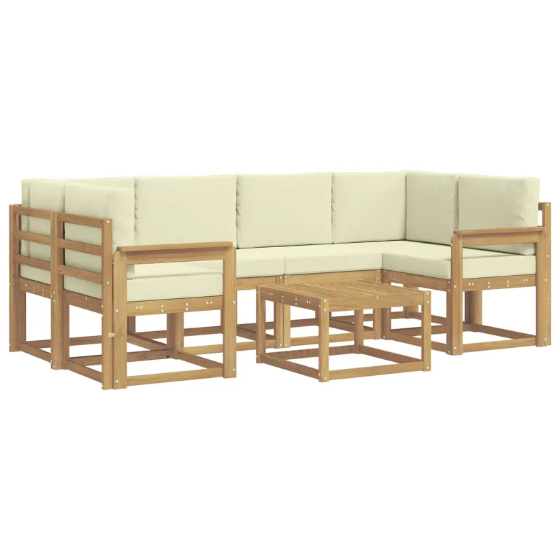 Lauko sofos komplektas su pagalve 7 pcs Balta ir kreminė