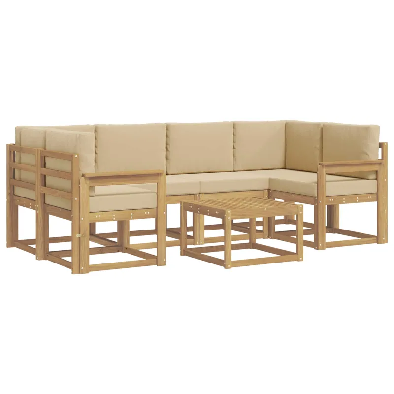 Lauko sofos komplektas su pagalve 7 pcs Balta ir kreminė