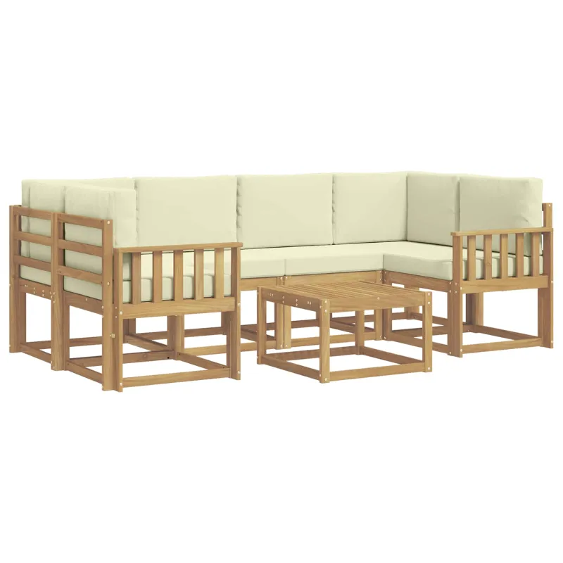 Lauko sofos komplektas su pagalve 7 pcs Balta ir kreminė