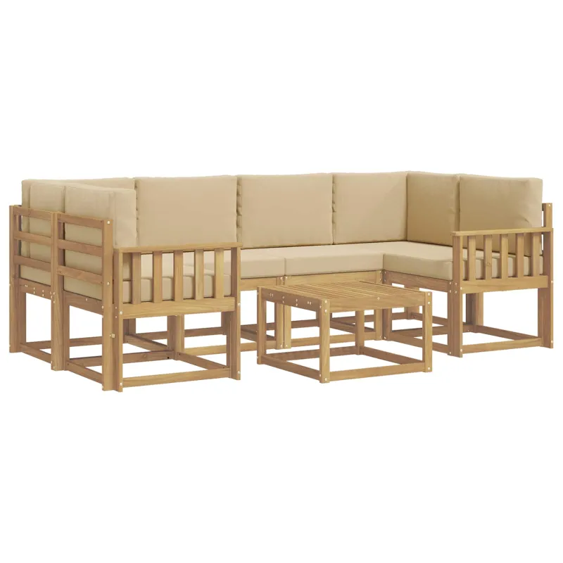 Lauko sofos komplektas su pagalve 7 pcs Balta ir kreminė