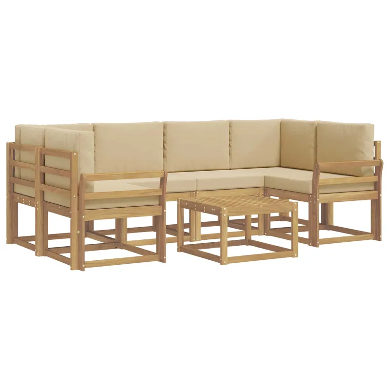 Lauko sofos komplektas su pagalve 7 pcs Balta ir kreminė