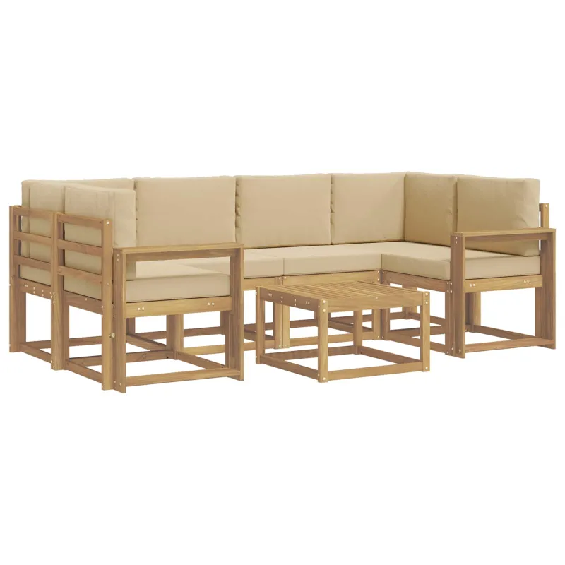 Lauko sofos komplektas su pagalve 7 pcs Balta ir kreminė