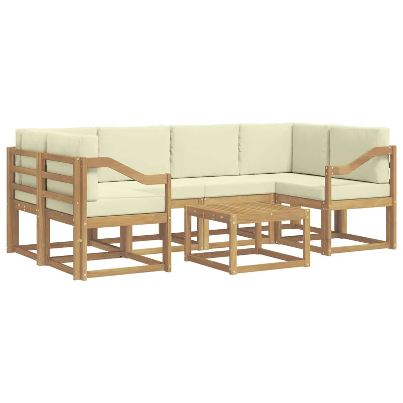 Lauko sofos komplektas su pagalve 7 pcs Balta ir kreminė