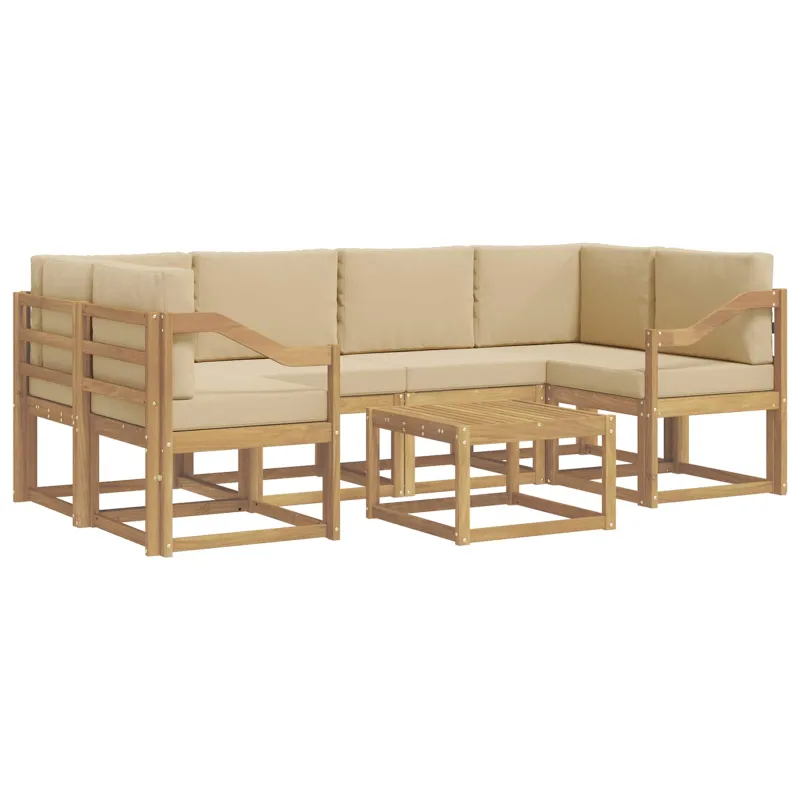 Lauko sofos komplektas su pagalve 7 pcs Balta ir kreminė