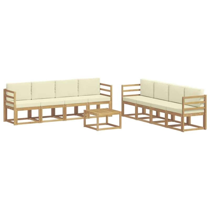 Lauko sofos komplektas su pagalve 9 pcs Balta ir kreminė