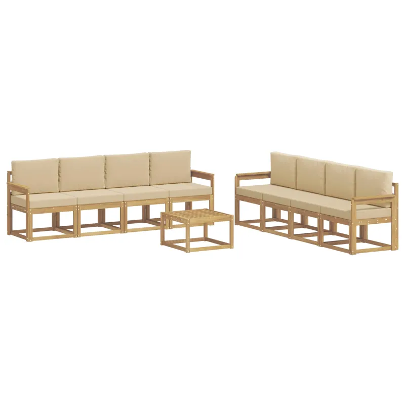 Lauko sofos komplektas su pagalve 9 pcs Balta ir kreminė