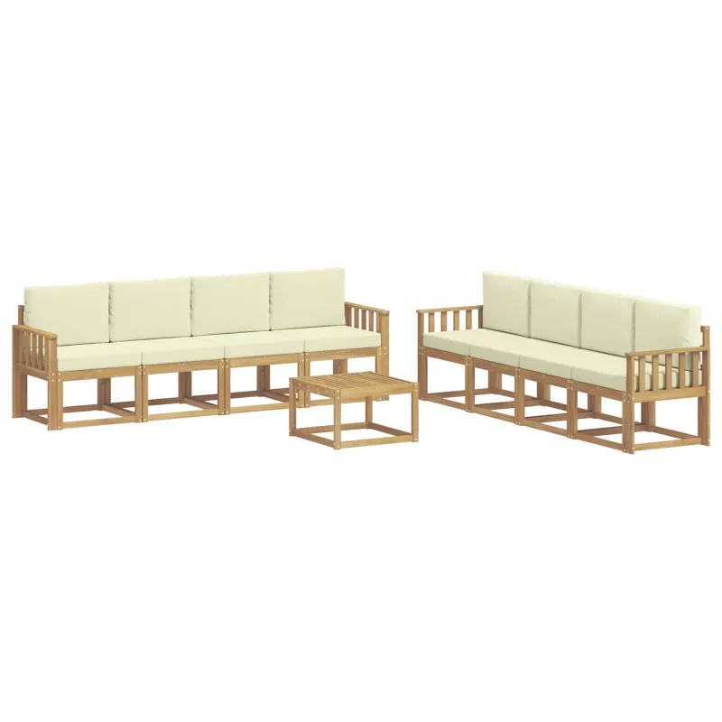 Lauko sofos komplektas su pagalve 9 pcs Balta ir kreminė