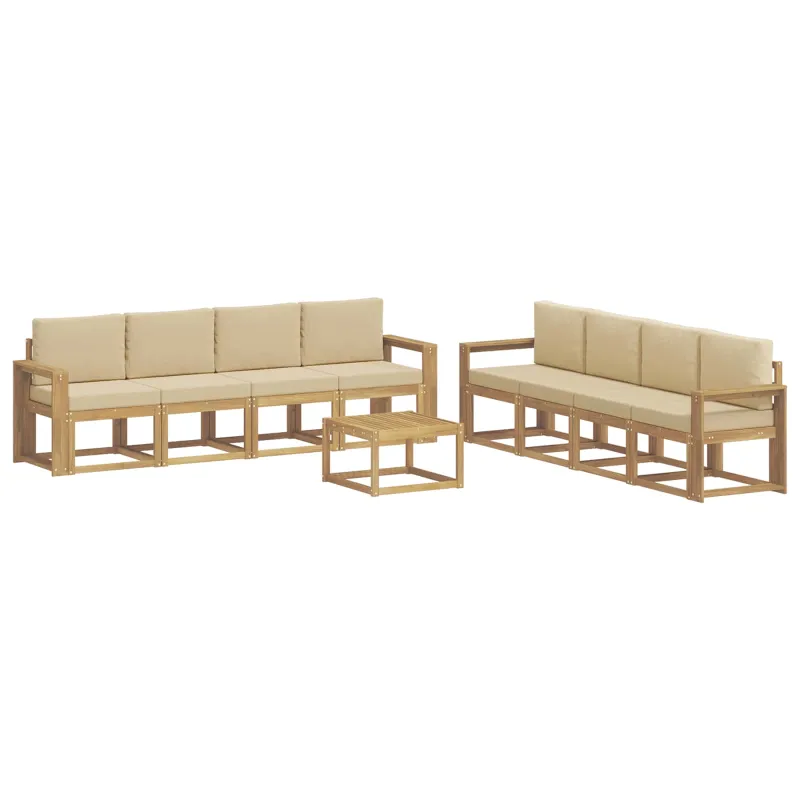 Lauko sofos komplektas su pagalve 9 pcs Balta ir kreminė