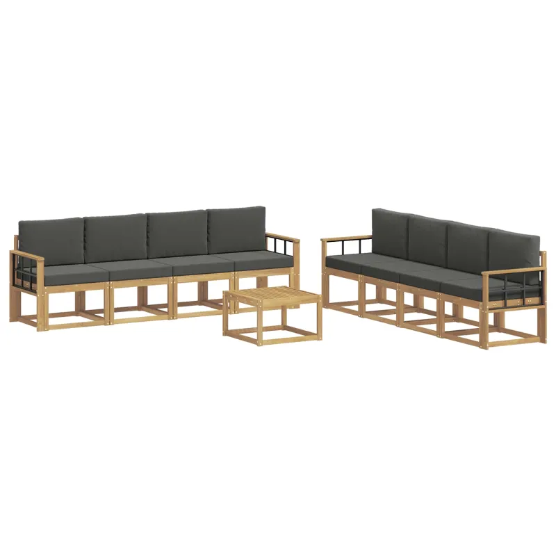 Lauko sofos komplektas su pagalve 9 pcs Balta ir antracito