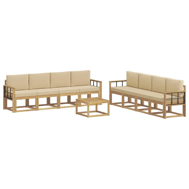 Lauko sofos komplektas su pagalve 9 pcs Balta ir kreminė