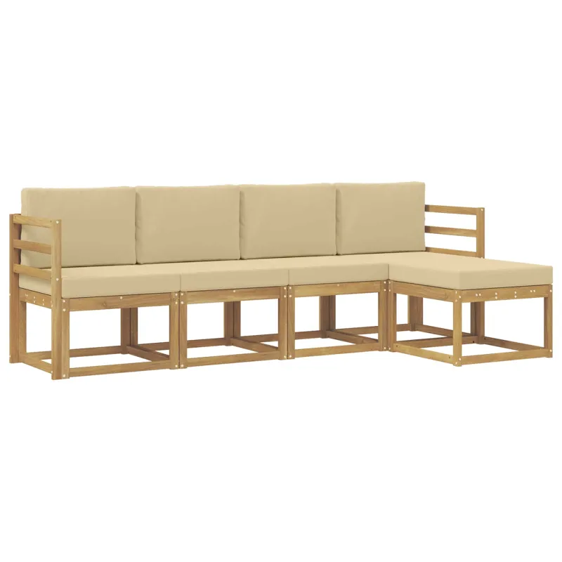 Lauko sofos komplektas su pagalve 5 pcs Balta ir kreminė