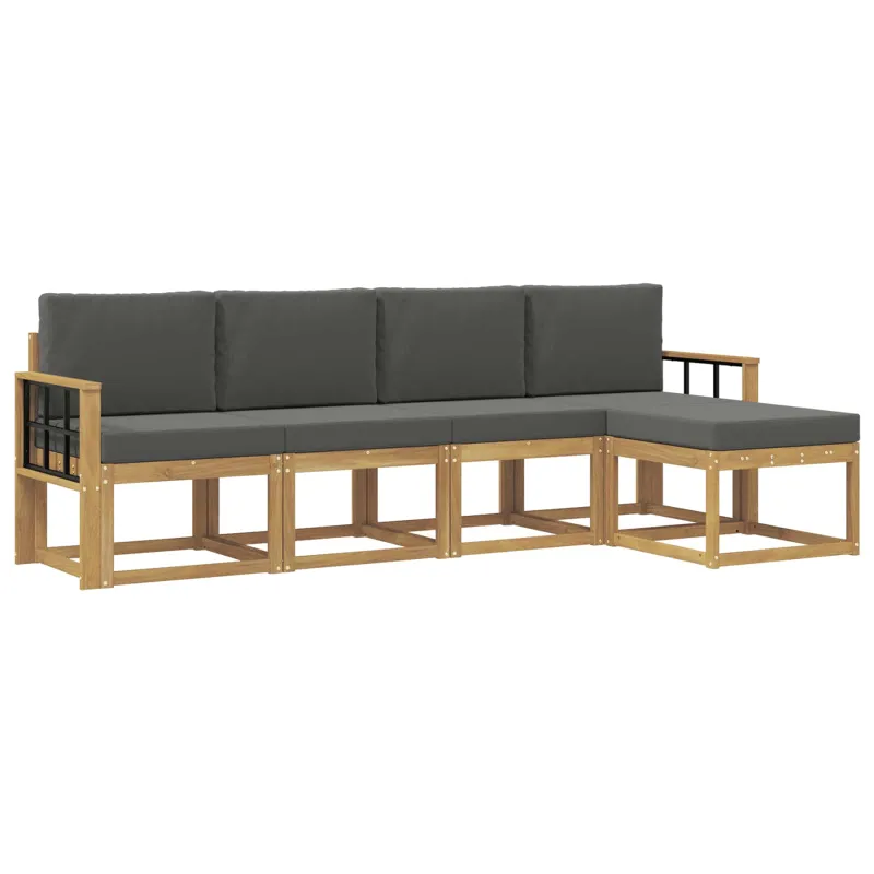 Lauko sofos komplektas su pagalve 5 pcs Balta ir antracito