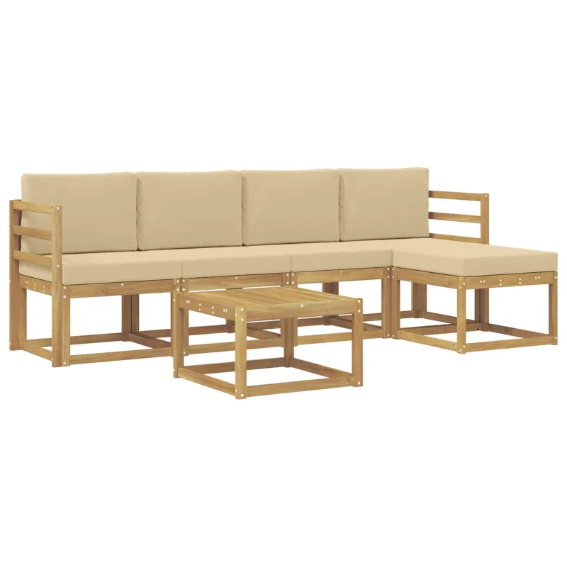 Lauko sofos komplektas su pagalve 6 pcs Balta ir kreminė