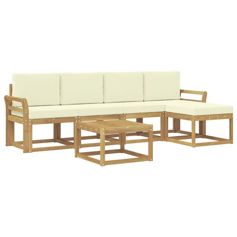 Lauko sofos komplektas su pagalve 6 pcs Balta ir kreminė